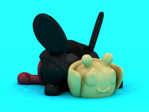 Cute Bunny Toy Figures 3D Model