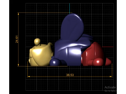 Cute Bunny Toy Figures 3D Model