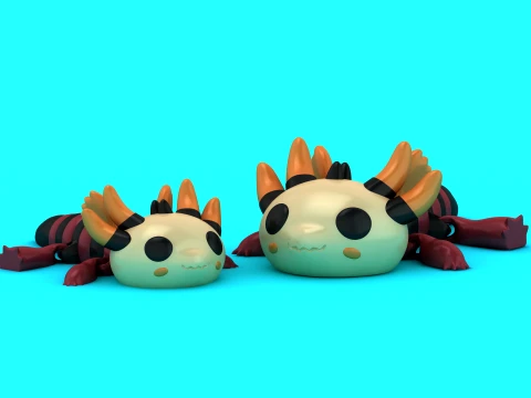 Cute Axolotl Toy Figures 3D Model