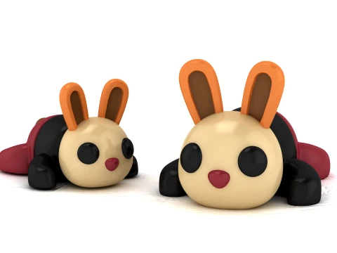Cute Bunny Toy Figures 3D Model