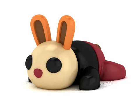 Cute Bunny Toy Figures 3D Model