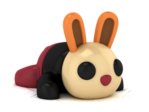 Cute Bunny Toy Figures 3D Model