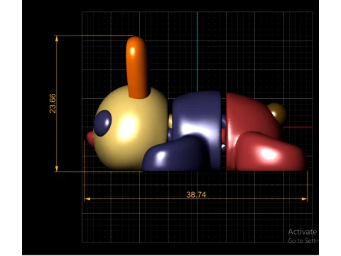 Cute Bunny Toy Figures 3D Model