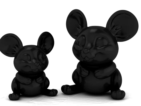 Cute Mouse Toy Figures 3D Model
