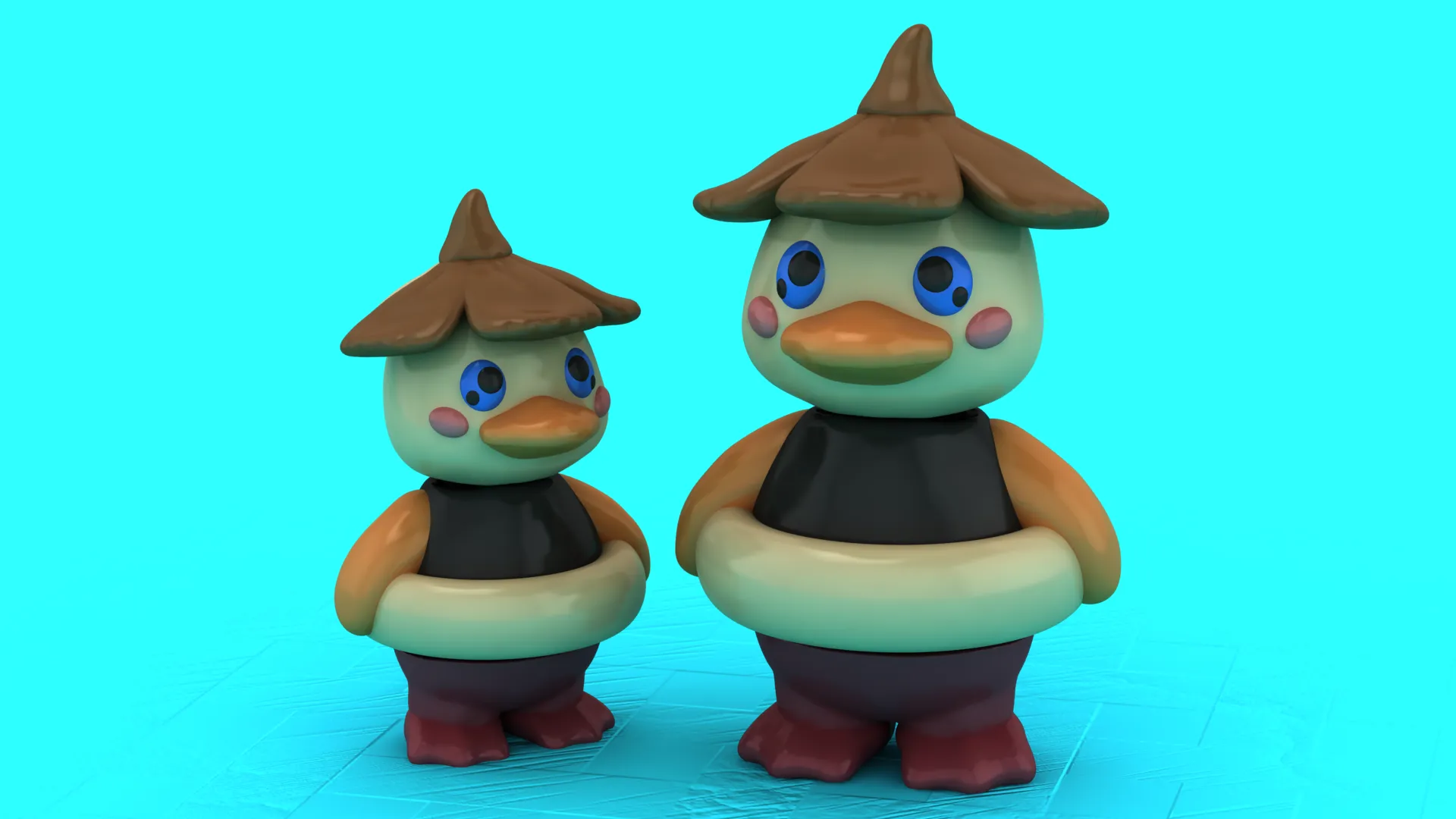 Cute Duck Toy Figures 3D Model .c4d .max .obj .3ds .fbx .stl .blend 