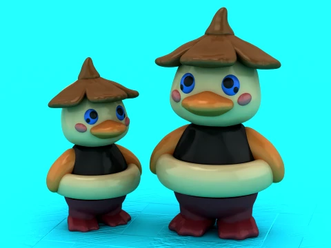 Cute Duck Toy Figures 3D Model