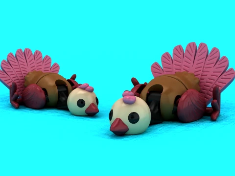 Cute Turkey Toy Figures 3D Model