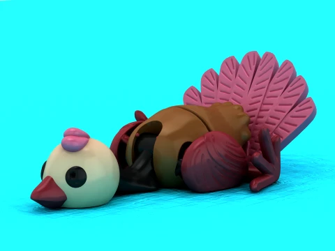 Cute Turkey Toy Figures 3D Model