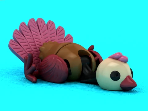 Cute Turkey Toy Figures 3D Model