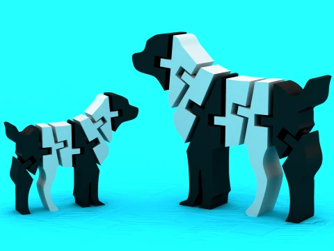 Figuras de juguete para perros en bloques Modelo 3D