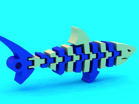 Block Shark Toy Figures 3D Model