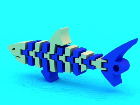 Block Shark Toy Figures 3D Model