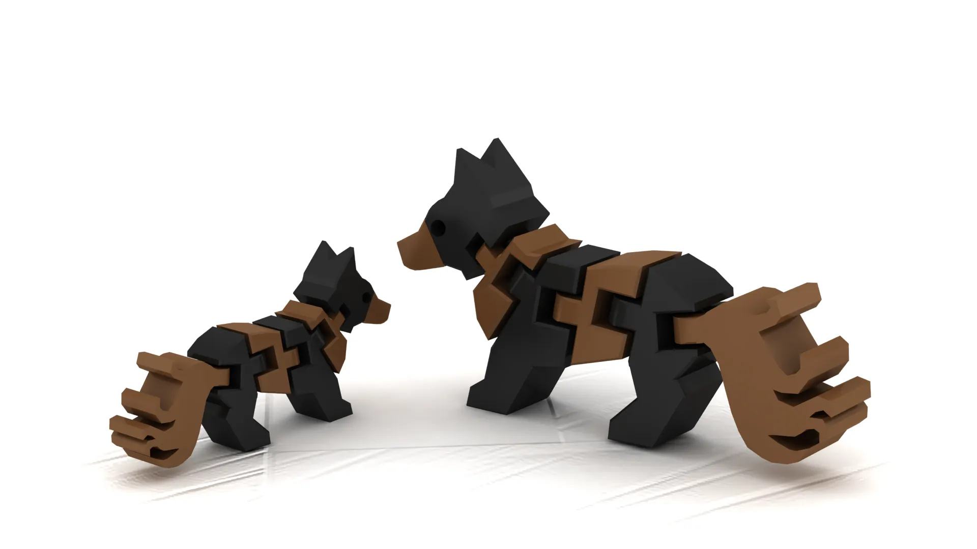 Blocky Fox Toy Figures 3D Model .c4d .max .obj .3ds .fbx .stl .blend 