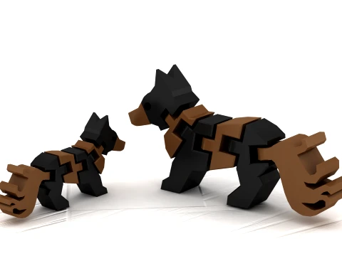 Blokkerige Fox speelgoedfiguren 3D Model