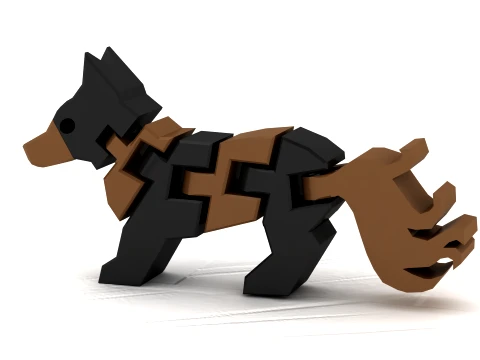 Blocky Fox Toy Figures 3D Model