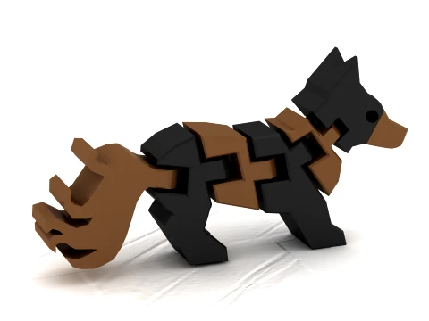 Blocky Fox Toy Figures 3D Model