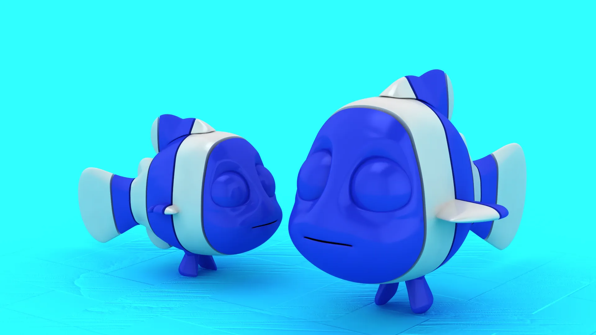 Blue Clownfish Toy Figures 3D Model .c4d .max .obj .3ds .fbx .stl .blend 