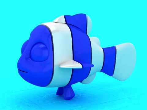Blue Clownfish Toy Figures 3D Model