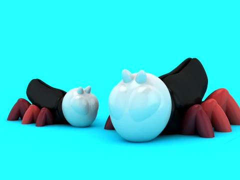 Cute Spider Toy Figures 3D Model