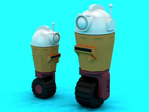 Blocky Fox Toy Figures 3D Model