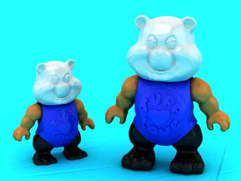 Stoere Love Bear speelgoedfiguren 3D Model