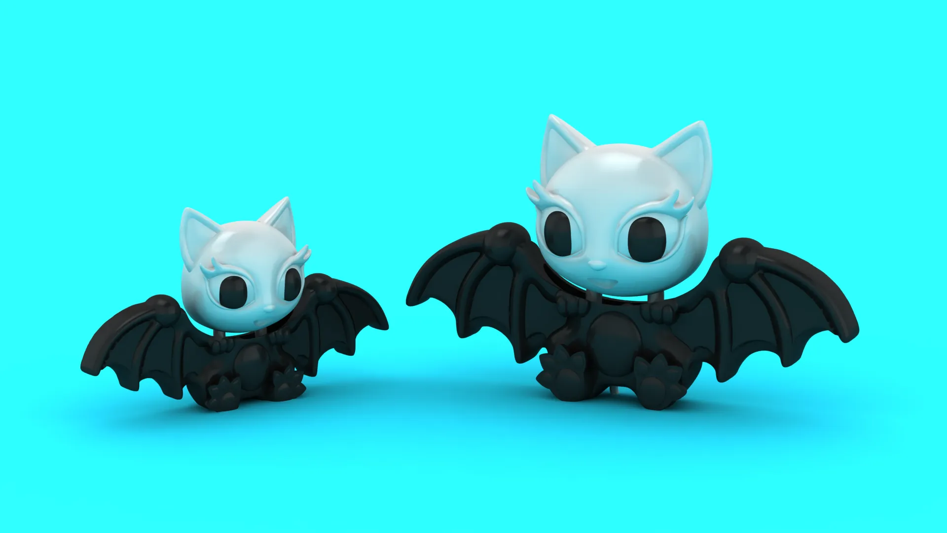Cute Bat Cat Toy Figures 3D Model .c4d .max .obj .3ds .fbx .stl .blend 