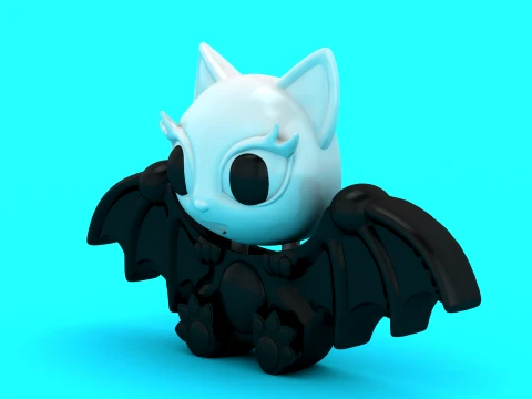 Cute Bat Cat Toy Figures 3D Model