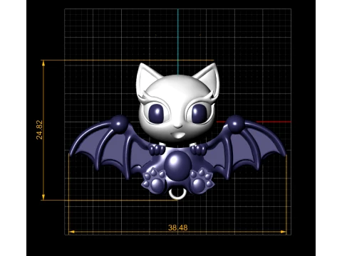 Cute Bat Cat Toy Figures 3D Model