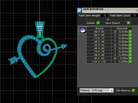 Ruby Heart Swirl Gold Pendant 3D Model