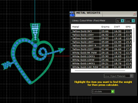 Ruby Heart Swirl Gold Pendant 3D Model