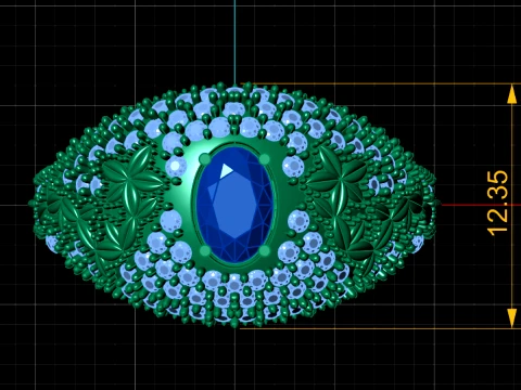 Purple Gem Floral Gold Statement Ring 3D Model