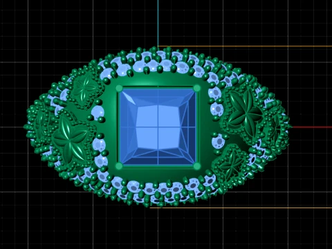 Princess Ruby Floral Gold Ring 3D Model