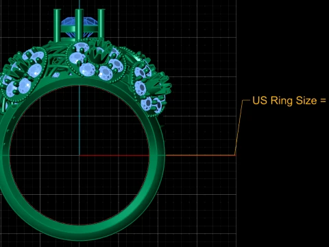 Royal Sapphire Floral Lattice Gold Ring 3D Model