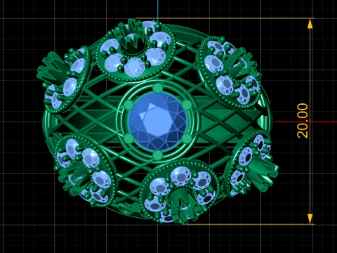 Royal Sapphire Floral Lattice Gold Ring 3D Model