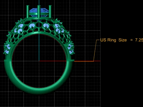 Ruby Honeycomb Dome Gold Ring 3D Model