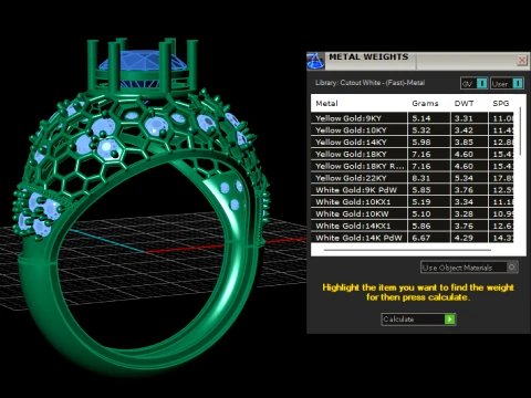 Ruby Honeycomb Dome Gold Ring 3D Model