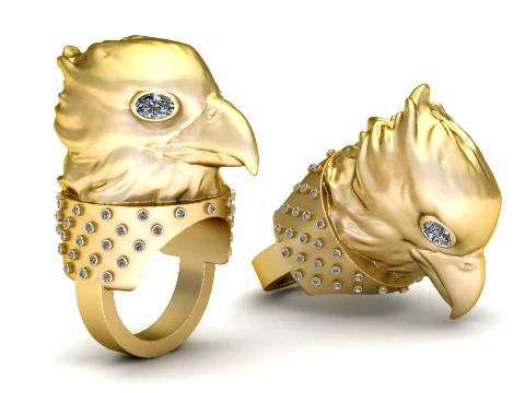 Luxury Eagle Head Ring 3D STL Model 3D Print Model