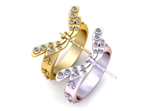 Luxury Dragonfly Ring 3D STL Model 3D Print Model