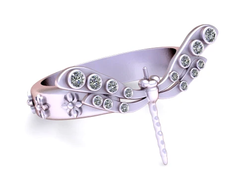 Luxury Dragonfly Ring 3D STL Model 3D Print Model