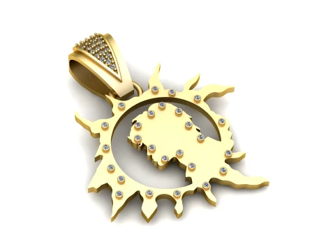 Luxury Sun Moon Face Pendant 3D STL Model 3D Print Model