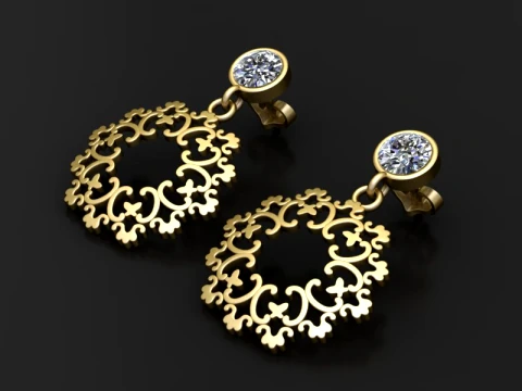 Luxury Vintage Filigree Drop Earrings 3D STL Mode 3D Print Model