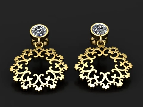Luxury Vintage Filigree Drop Earrings 3D STL Mode 3D Print Model