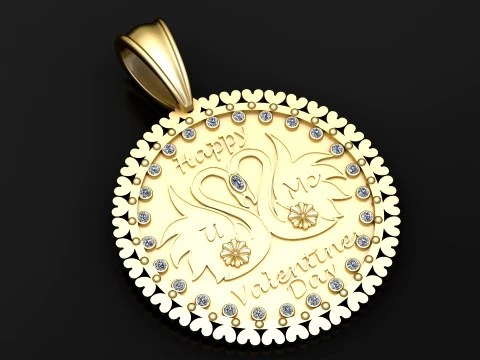 Luxe Valentijnsdag zwaan liefde hanger 3D printmodel