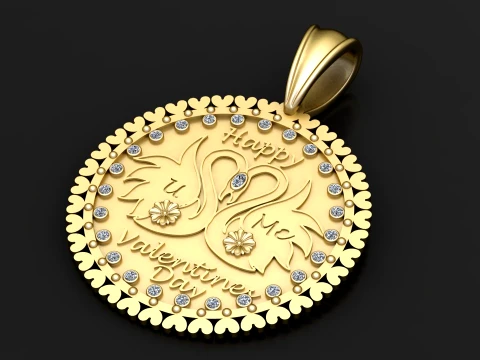 Luxury Valentines Swan Love Pendant 3D Print Model