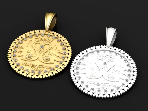 Luxury Valentines Swan Love Pendant 3D Print Model