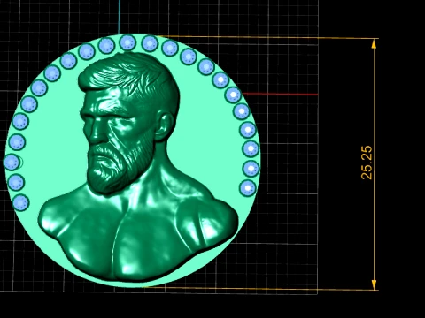 Diamond Portrait Gold Medallion 3D Model