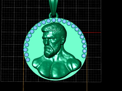 Diamond Portrait Gold Medallion 3D Model