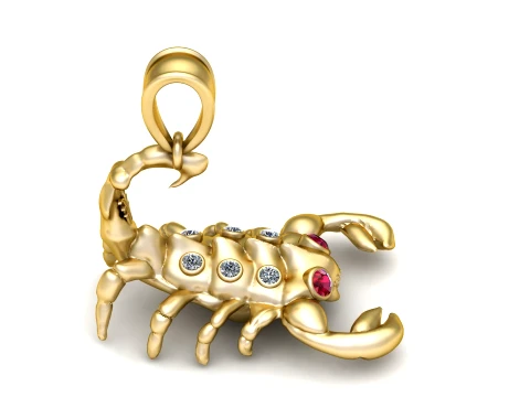 Royal Ruby Scorpion Gold Pendant 3D Model