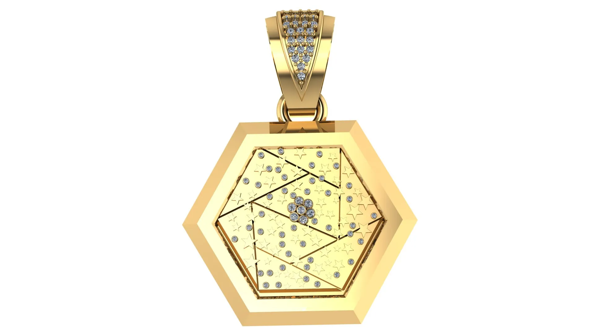 Royal Constellation Gold Pendant 3D Model .c4d .max .obj .3ds .fbx .stl .blend 