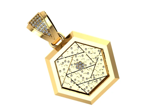 Royal Constellation Gold Pendant 3D Model